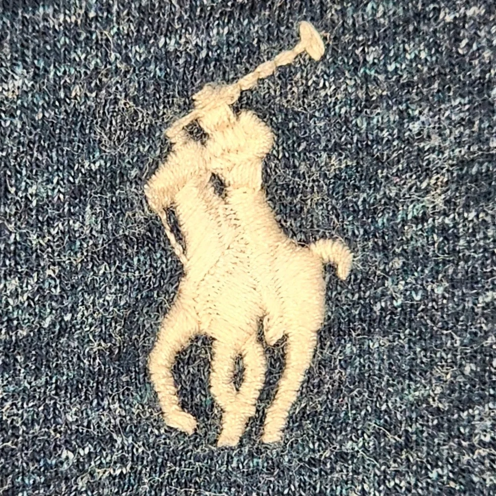 Polo Ralph Lauren T-Shirt Mens Large Navy Blue Custom Slim Fit Heathered Pony‎